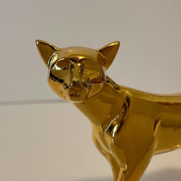 THE FRANKLIN MINT curio cabinet cats collection "Art Deco" Brass Cat -VINTAGE - Picture 3 of 9